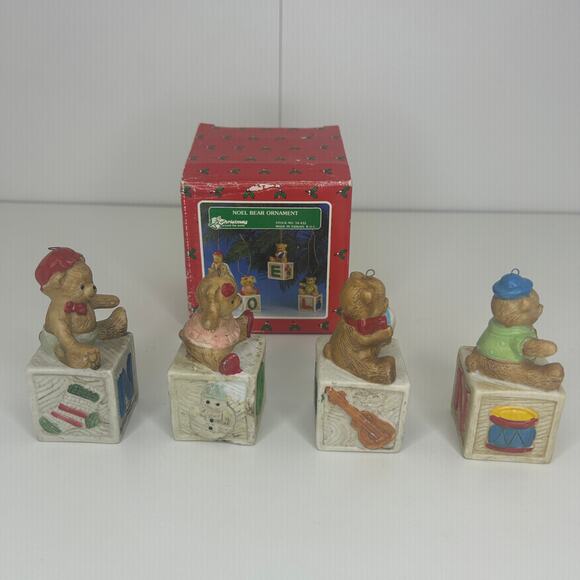 Vintage Noel Bear Ornament Set of 4 with Original Box Christmas Around the World - Picture 7 of 8